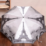 最新款 巴黎埃菲尔铁塔 全自动晴雨伞大伞面 绸缎质感 折叠太阳伞