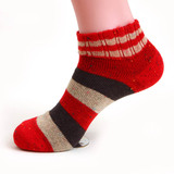 外贸羊毛袜子彩色点纱条纹民族风男袜短筒袜子撞色条纹冬季保暖