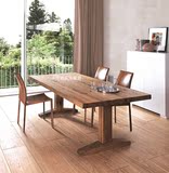 原木设计大师长方形复古餐桌椅简约现代星巴克办公桌椅组合大班台