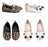 HM 外贸 女童软皮鞋 宝宝婴儿豹纹熊猫头 浅口芭蕾鞋童鞋 学步鞋