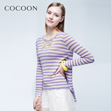 COCOON 2016春新款专柜正品条纹印花长袖羊毛针织衫241E1100003