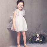 夏季韩版女童时尚公主裙白色礼服裙外贸原单儿童宝宝蓬蓬纱连衣裙
