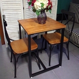 铁艺实木餐桌椅 办公西餐厅方桌现代简约咖啡厅阳台休闲桌椅组合