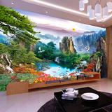 中式山水大型壁画风水聚宝盆电视机背景墙壁纸客厅卧室无缝墙纸3d