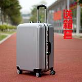 高档铝框纯色镜面拉杆箱防水万向轮防刮旅行箱子学生男女行李箱包