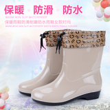 回力加绒女士中筒雨鞋韩版秋冬季防滑雨靴时尚中跟防水鞋女雨靴子