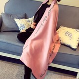 2015专柜代购ZARA高档时尚韩版秋冬字母边框图案两用围巾披肩女