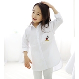 童装2016新款春秋韩版女童衬衫长袖儿童翻领白衬衫中大童衬衣上衣