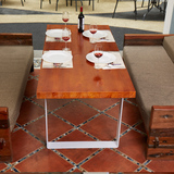 美式复古做旧饭桌 铁艺实木餐桌椅组合办公会议桌酒吧桌餐饮桌椅