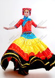 红彝族舞蹈服装大摆裙火把节演出服装少数民族开场舞大摆裙服装