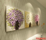 晬易卓diy数字油画三联三拼欧式大幅客厅风景花卉创意手绘装饰画