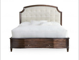 美式乡村皮艺高背拉扣床欧式实木1.5米双人床卧室真皮1.8米床定制