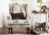 特价厂家直销北欧宜家单人沙发椅美式高背老虎椅法式印花布艺沙发