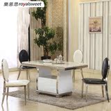 大理石餐桌现代简约不锈钢大理石面餐桌椅组合客厅小户型餐台包邮
