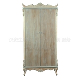 欧式法式原木色做旧雕花实木衣柜定做对开门卧室储物柜新品高柜子