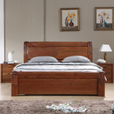 纯实木床 高档榆木床 中式古典雕花床厚重实木双人床舒适卧室家具