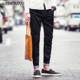 gthomme2016春夏新款男士牛仔裤韩版修身青年拼接小脚裤显瘦潮男