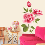 创意贴纸客厅墙贴画温馨田园植物花卉玫瑰玄关餐厅墙壁装饰可移除