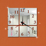 正方形钟表艺术创意挂钟客厅办公装饰水晶立体字墙贴家用罗马设计