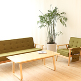 日式实木三人沙发方茶几组合客厅沙发茶几组合小户型沙发茶几组合
