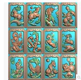 十二生肖精雕图JDP电脑雕刻图46牌挂件鼠牛虎兔龙蛇马羊猴狗鸡猪1