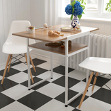 现代简约可折叠双人餐桌 方形饭桌小户型靠墙多功能桌 钢木学习桌