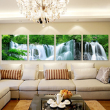 现代客厅装饰画三联玻璃无框画沙发背景墙贴画卧室壁画山水瀑布画