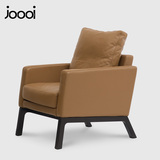 joooi真皮老虎椅单人沙发现代简约客厅椅子北欧休闲沙发椅实木腿