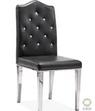 簡約現代黑色餐椅五金客厅餐桌椅子组合靠背皮革休闲椅小户型餐椅