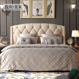 SM尚美 北欧布艺床美式乡村床1.8米简约现代软包双人床小户型软床