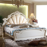 欧式真皮双人床 1.8米大床 美式田园公主床 全实木雕花卧室婚床