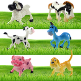儿童卡通野生动物恐龙模型玩具 4寸农场牧场乐园奶牛羊驴马狗猪