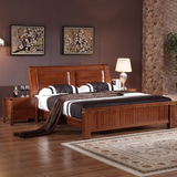 纯实木床储物高箱床现代中式胡桃木家具1.51.8米双人床pk榆木床
