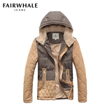 Mark Fairwhale/马克华菲14冬装新款修身拼接连帽棉服7144147160