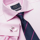HANY汉尼法式衬衫男士DP免烫长袖衬衫粉色纯棉修身婚礼男装衬衣