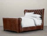 皮床真皮床小户型 现代简约软床棕色皮艺床1.8米床铺欧式 双人床