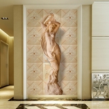 3d欧式花纹立体竖版人体艺术客厅卧室玄关背景墙纸无缝壁画