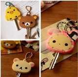 韩国轻松熊 粉熊黄小鸡钥匙套 创意卡通钥匙保护套创意钥匙扣挂件