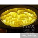 新中式羊皮布艺吸顶灯客厅茶楼酒店祥云灯工程灯具 异形灯具定制