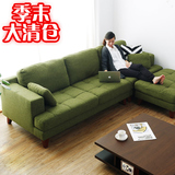 新款日式实木小户型亚麻布艺沙发双人位三人位沙发床转角沙发组合