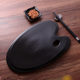 创意个性北欧酒店餐厅餐具长方形水杯托盘寿司烤肉黑色陶瓷餐盘子