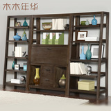 美式书柜全实木书柜置物架书架自由组合陈列柜展示柜装饰柜可定做