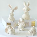 创意树脂工艺品兔可爱动物家居电视柜办公室儿童房桌面装饰小摆件
