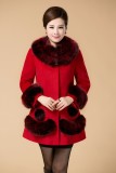 高档韩版大码羊绒大衣冬装中年妈妈装羊毛呢外套加厚呢子外套女装