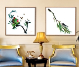 郎世宁百骏图 带框国画 新中式客厅装饰画有框高档 沙发背景墙画