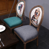北欧复古做旧实木休闲桌椅 室内美式靠背扶手咖啡椅酒店餐厅椅子