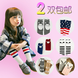 婴儿袜子儿童韩国可爱卡通条纹纯棉宝宝春夏中筒袜运动小孩高筒袜