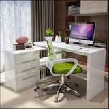 现代烤漆电脑桌白色简约台式桌家用宜家写字台书桌办公桌组合