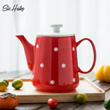 西芙 波点创意咖啡壶 美式陶瓷水壶家用下午茶壶大号冷水壶