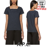 街霸出品 代购 APC Striped East Coast 时尚纯棉条纹方领短袖T恤
